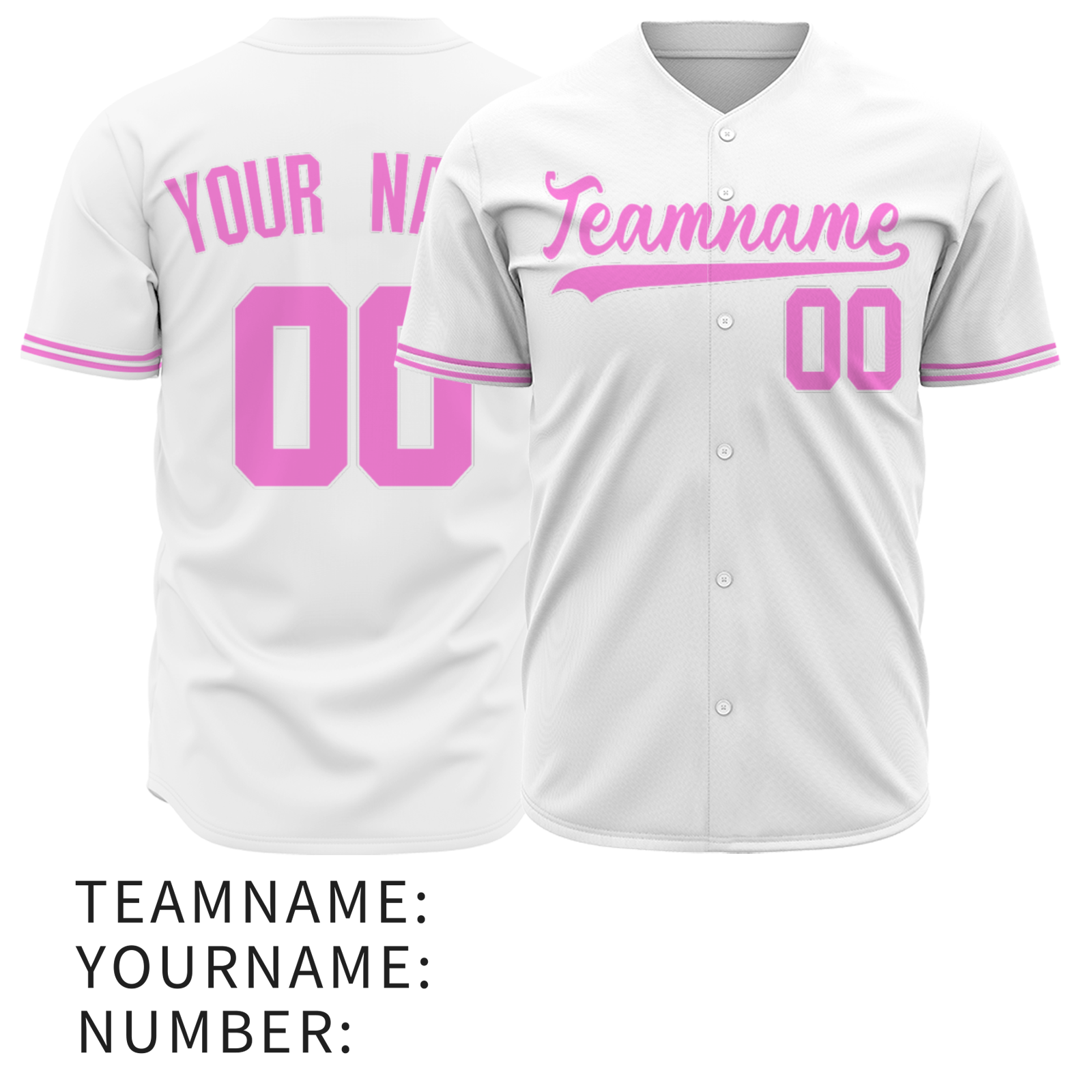 Custom White Pink-White Authentic Baseball Jersey