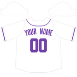 Custom White Purple-White Authentic Baseball Jersey