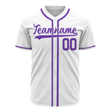 Custom White Purple-White Authentic Baseball Jersey