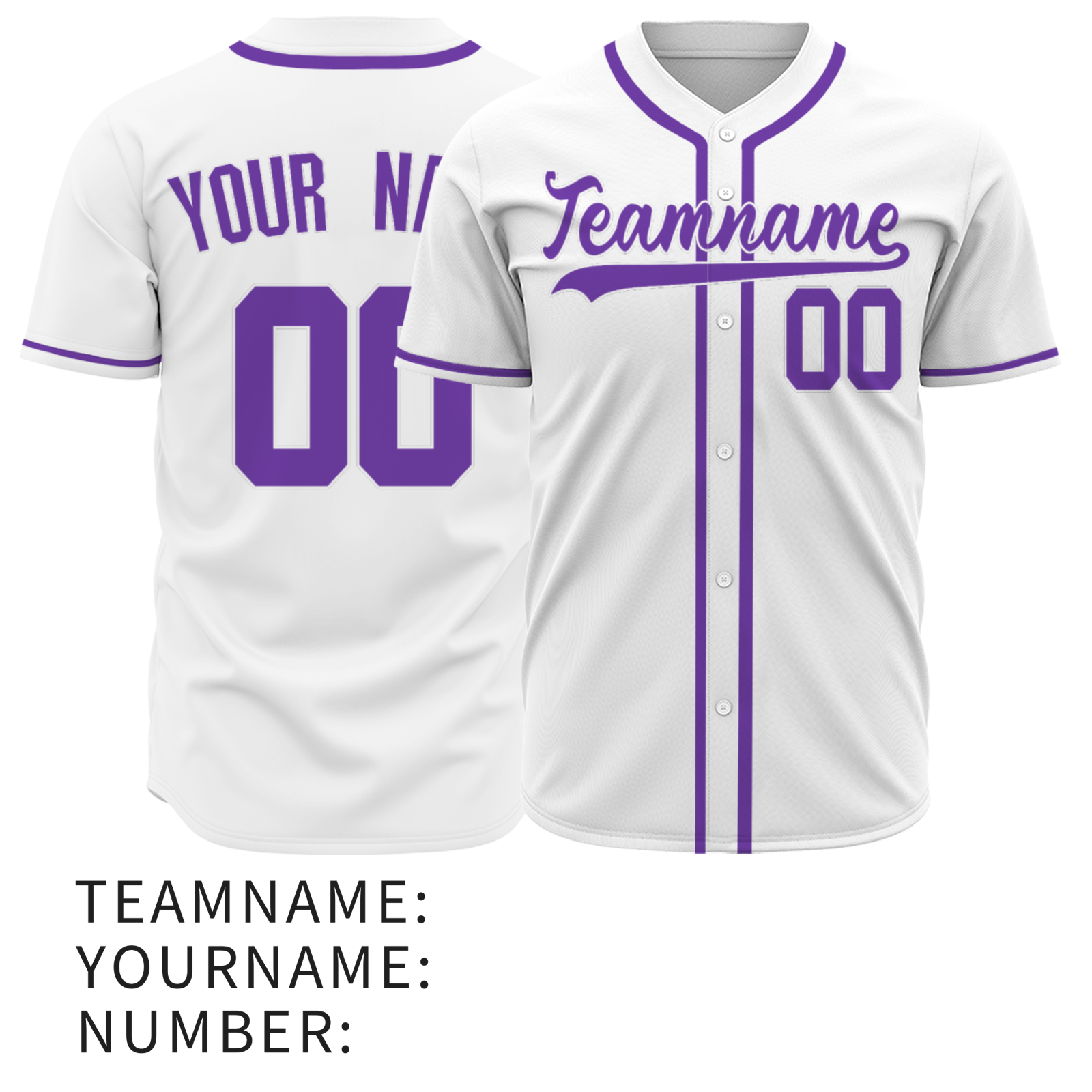 Custom White Purple-White Authentic Baseball Jersey