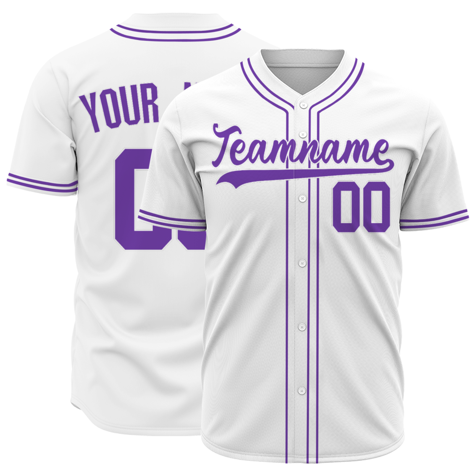 Custom White Purple-White Authentic Baseball Jersey