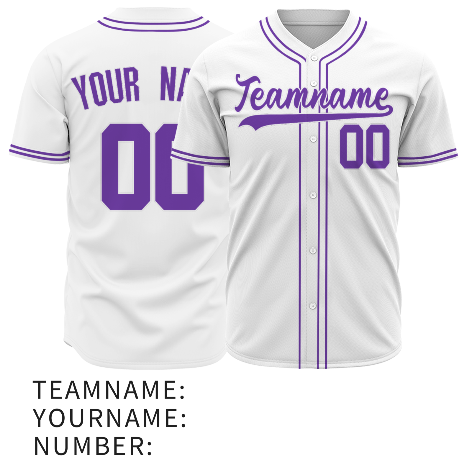 Custom White Purple-White Authentic Baseball Jersey