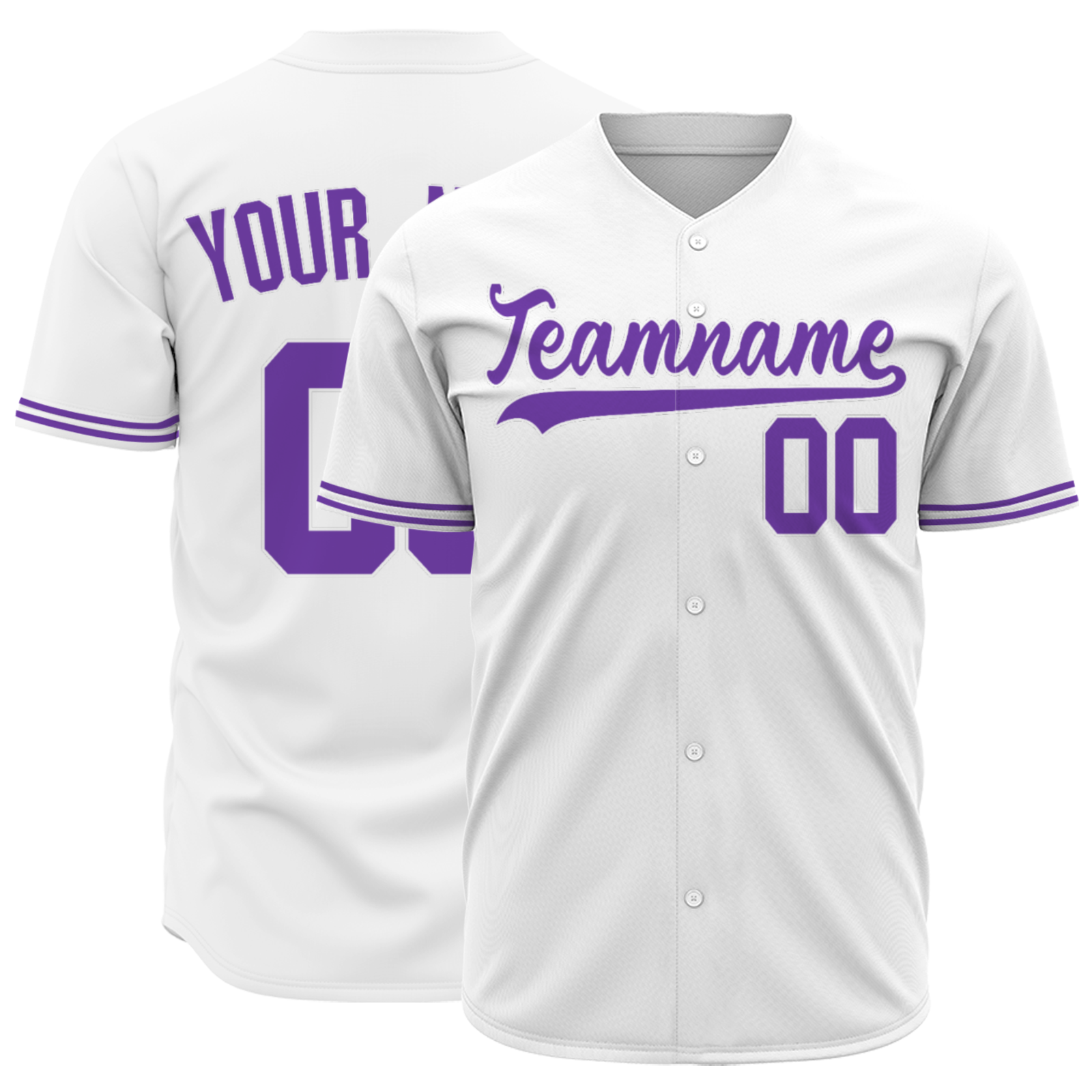 Custom White Purple-White Authentic Baseball Jersey