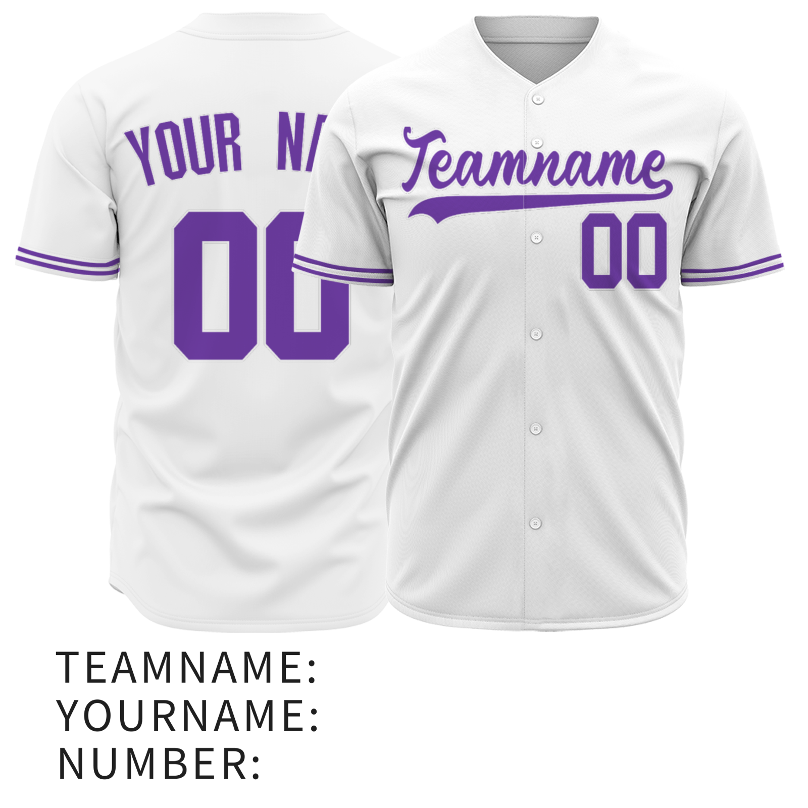 Custom White Purple-White Authentic Baseball Jersey