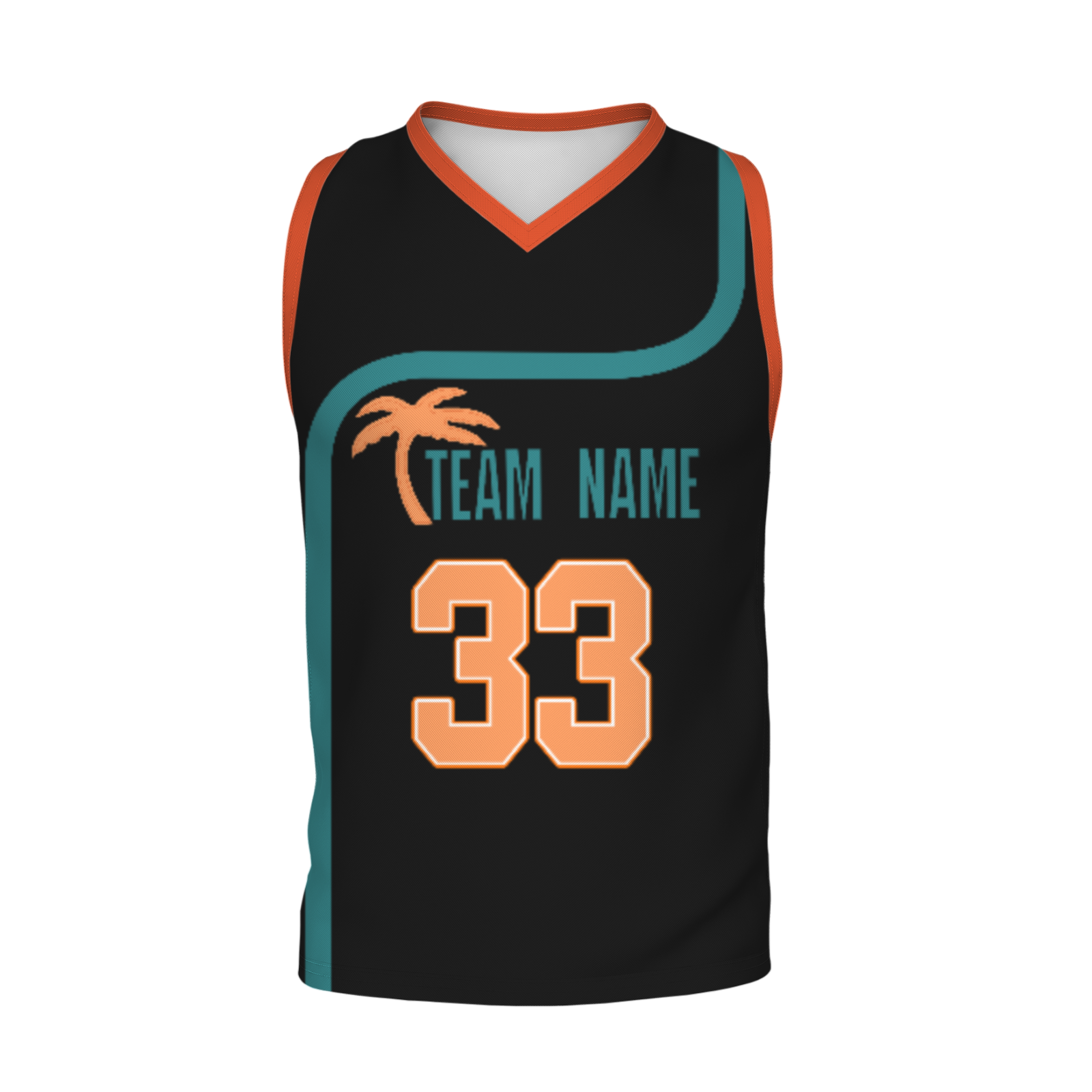 Custom Turquoise White Orange Authentic Coconut Tree Basketball Jersey