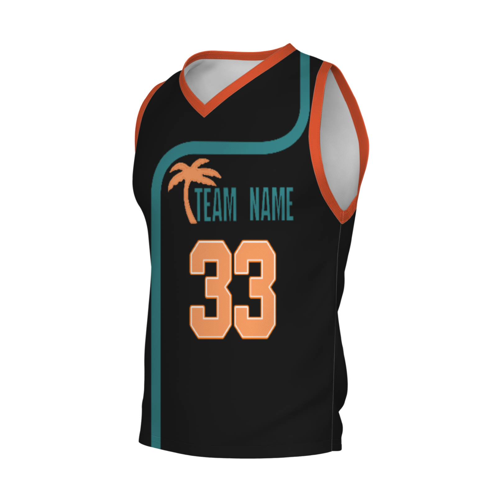 Custom Turquoise White Orange Authentic Coconut Tree Basketball Jersey