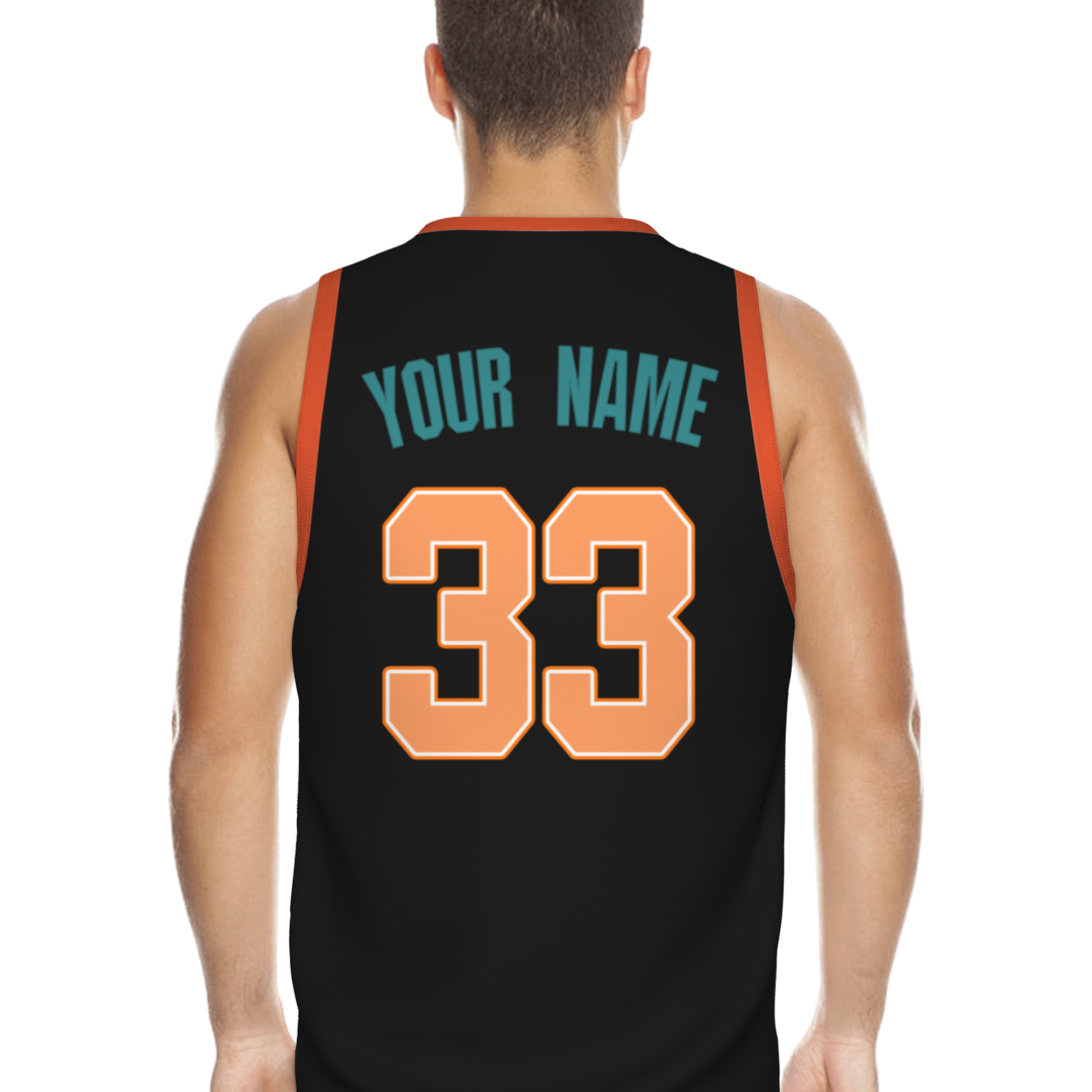 Custom Turquoise White Orange Authentic Coconut Tree Basketball Jersey