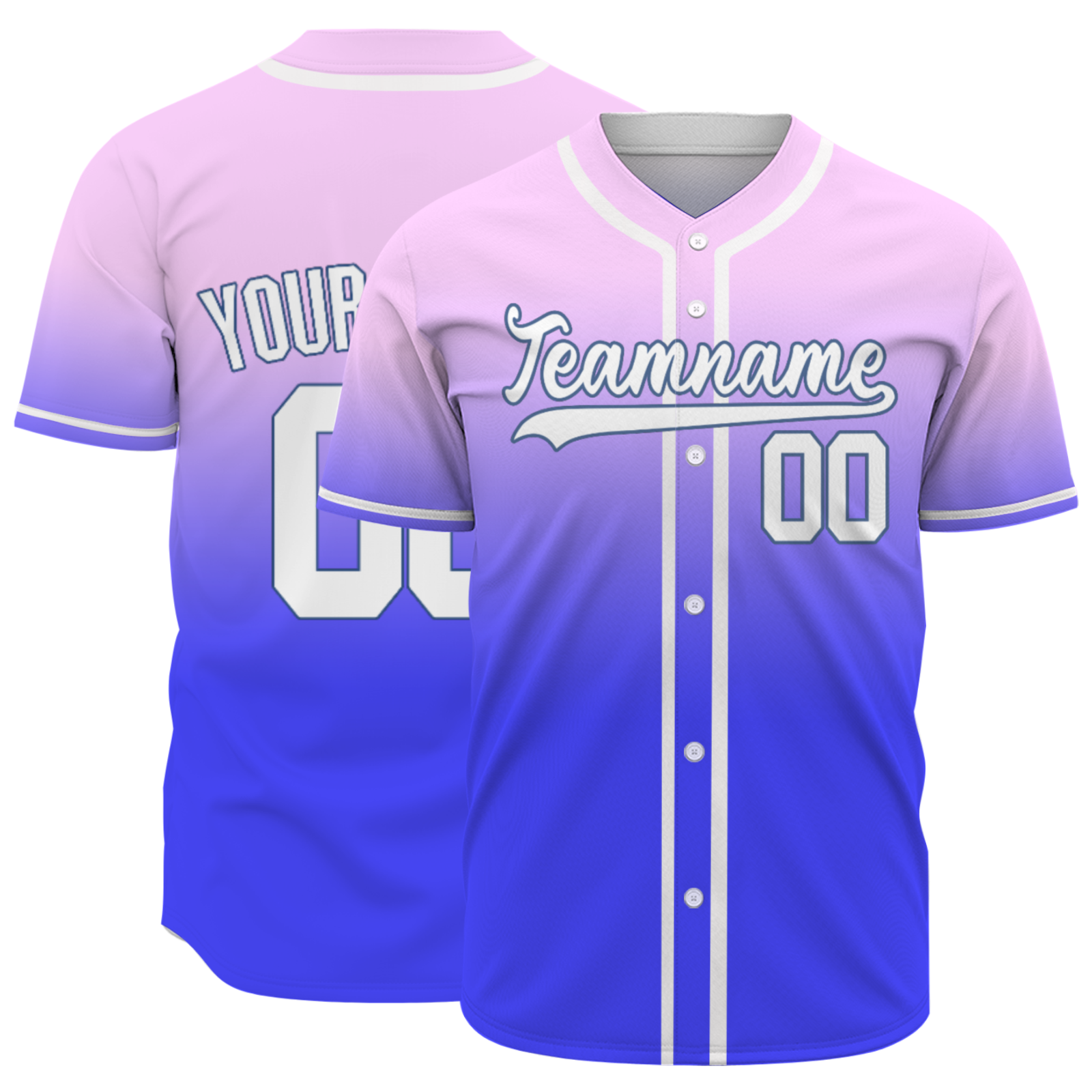 Custom Purple White-Blue Authentic Fade Fashion Baseball Jersey