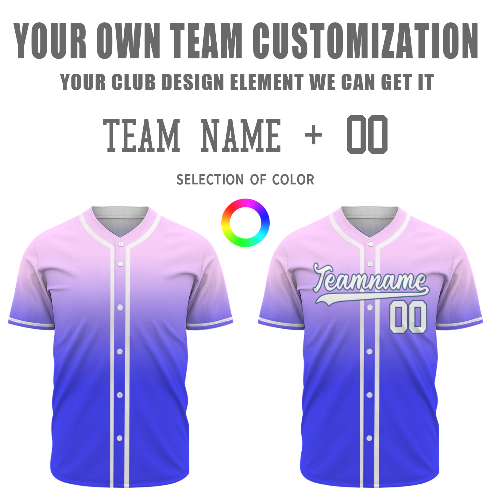 Custom Purple White-Blue Authentic Fade Fashion Baseball Jersey