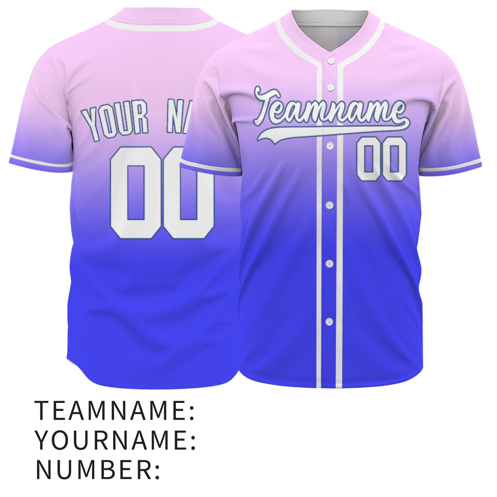 Custom Purple White-Blue Authentic Fade Fashion Baseball Jersey