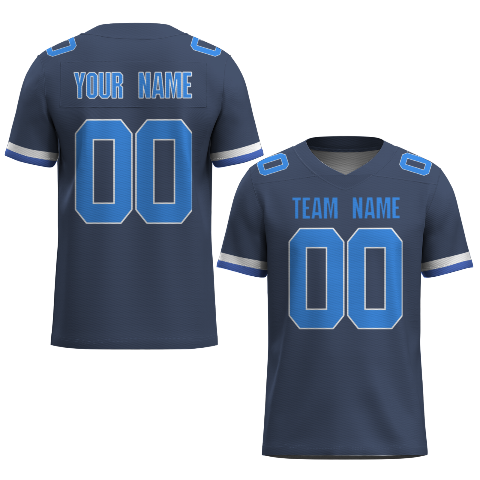 Custom  Dark Gray Blue-White Mesh Authentic Football Jersey