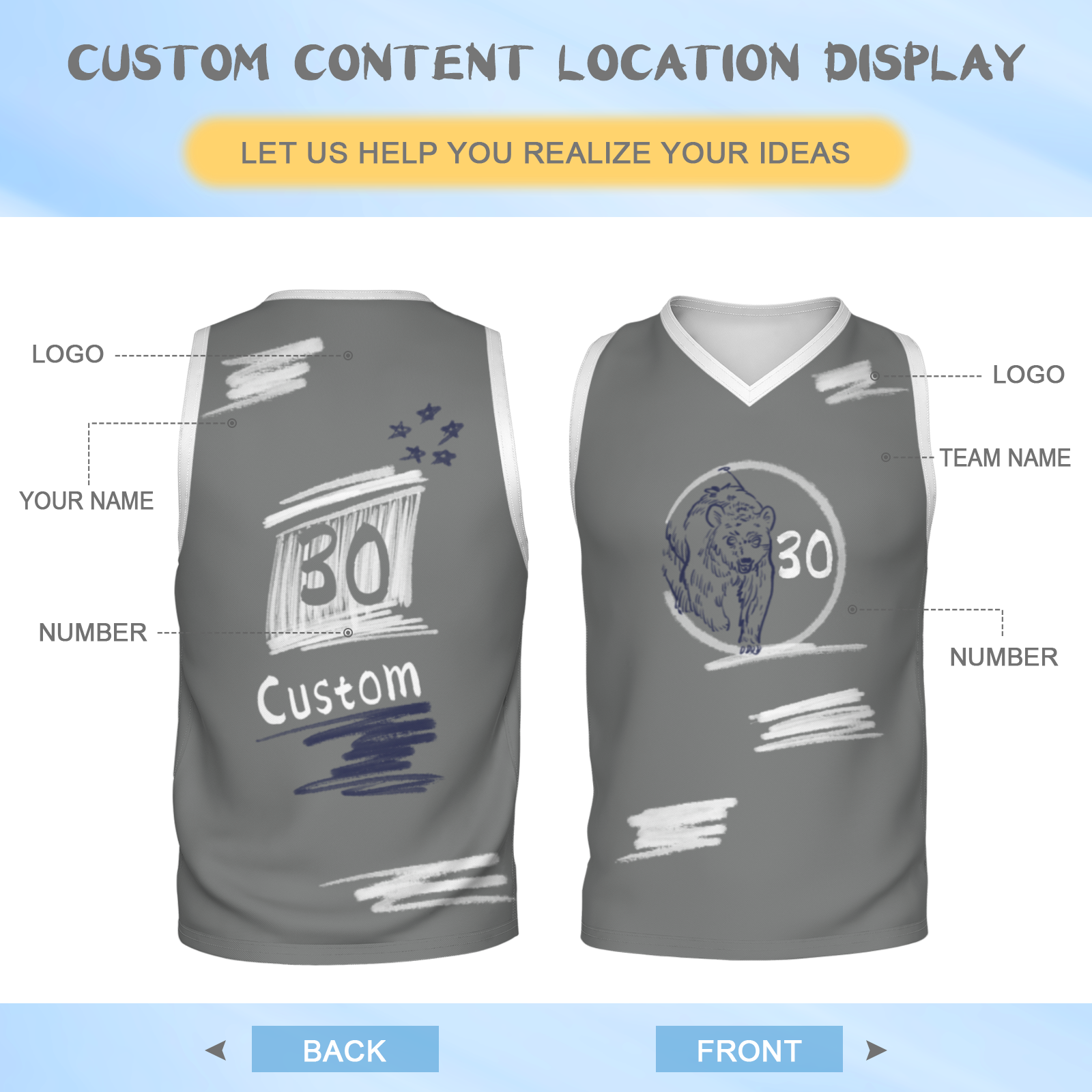 Custom Blue Chinese Painting Horse V-Neck Basketball Jersey