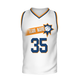 Custom White Dark Blue-Orange Authentic V-Neck Basketball Jersey