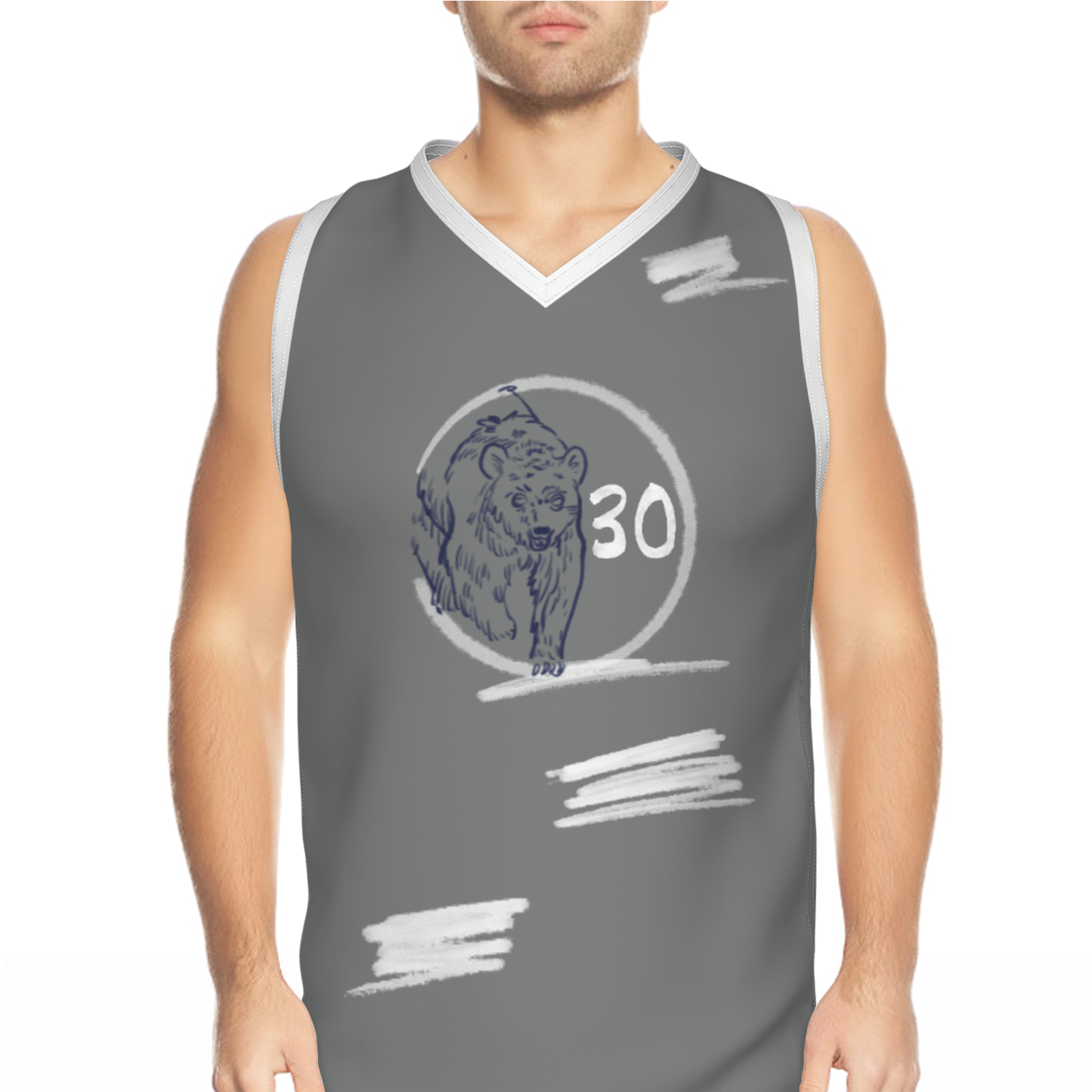 Custom Blue Chinese Painting Horse V-Neck Basketball Jersey