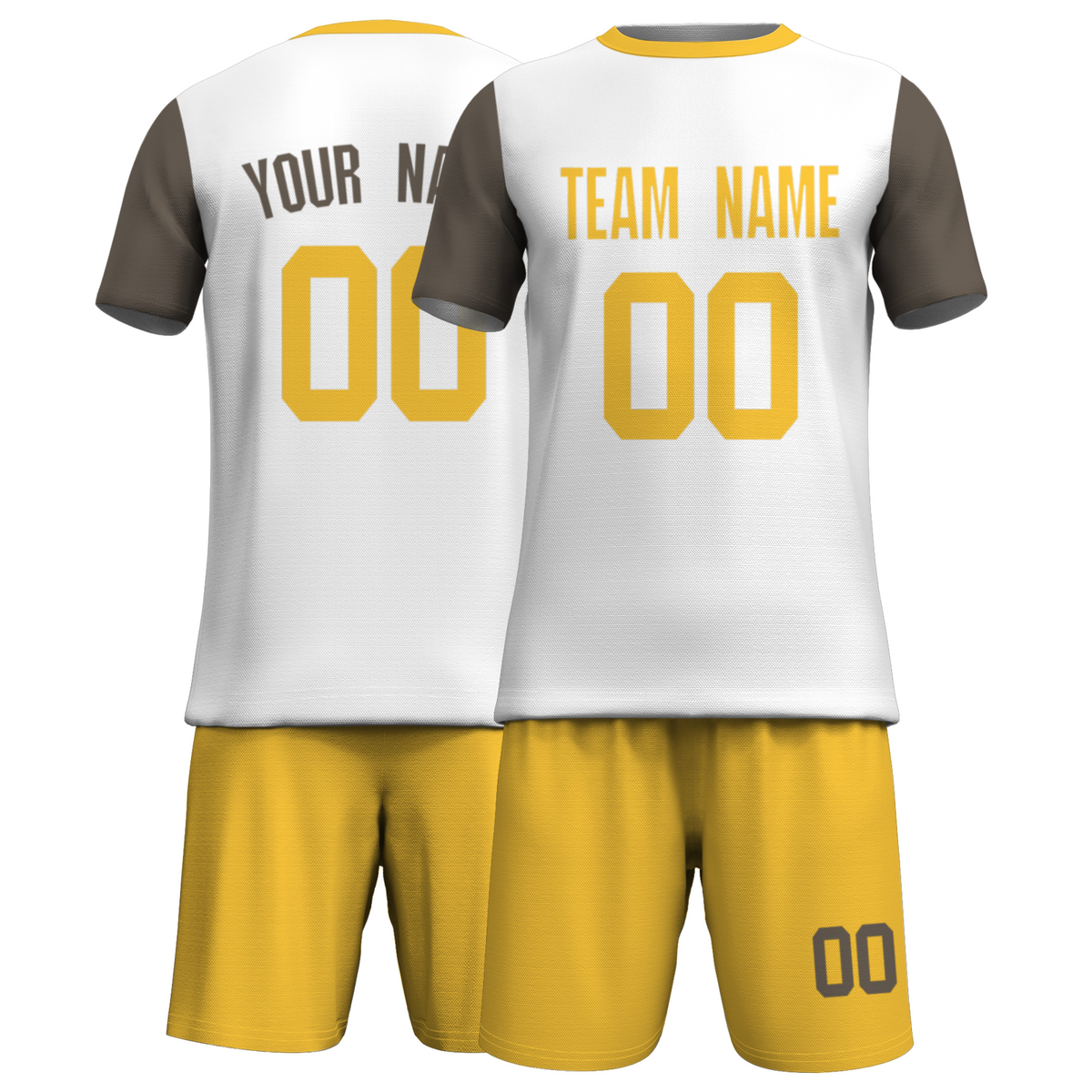 Custom White Yelow Sublimation Soccer Uniform Jersey