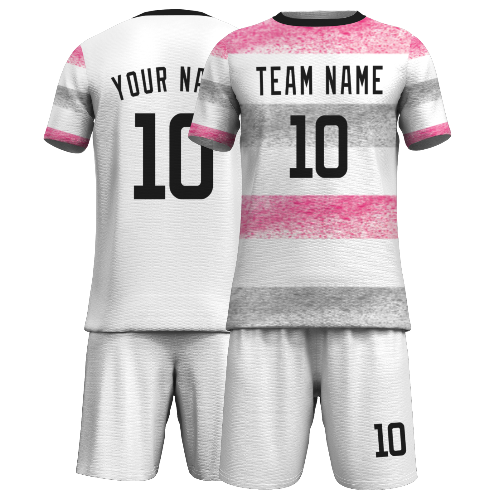 Custom White Black Sublimation Soccer Uniform Jersey