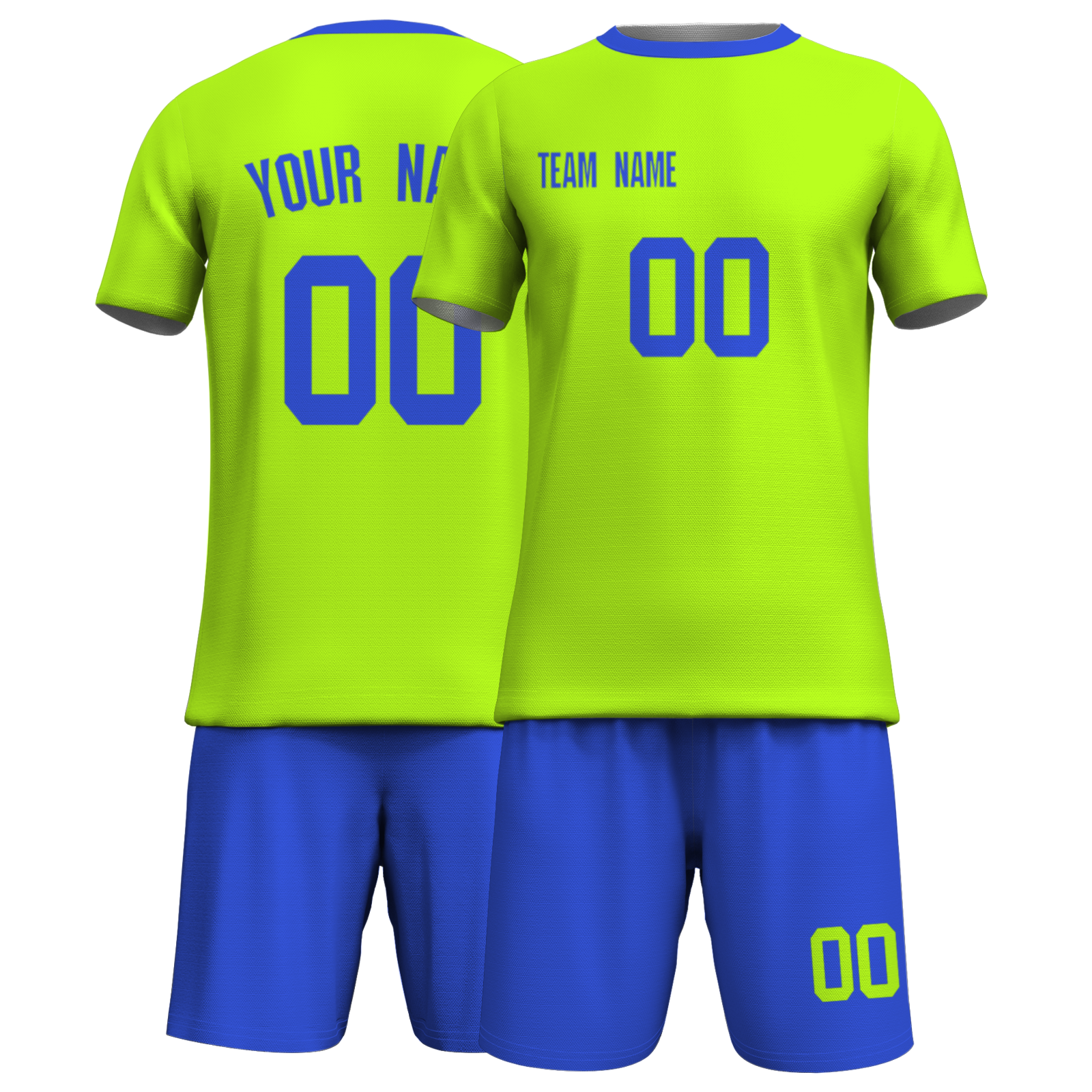 Custom  Fluorescent Green Black Sublimation Soccer Uniform Jersey