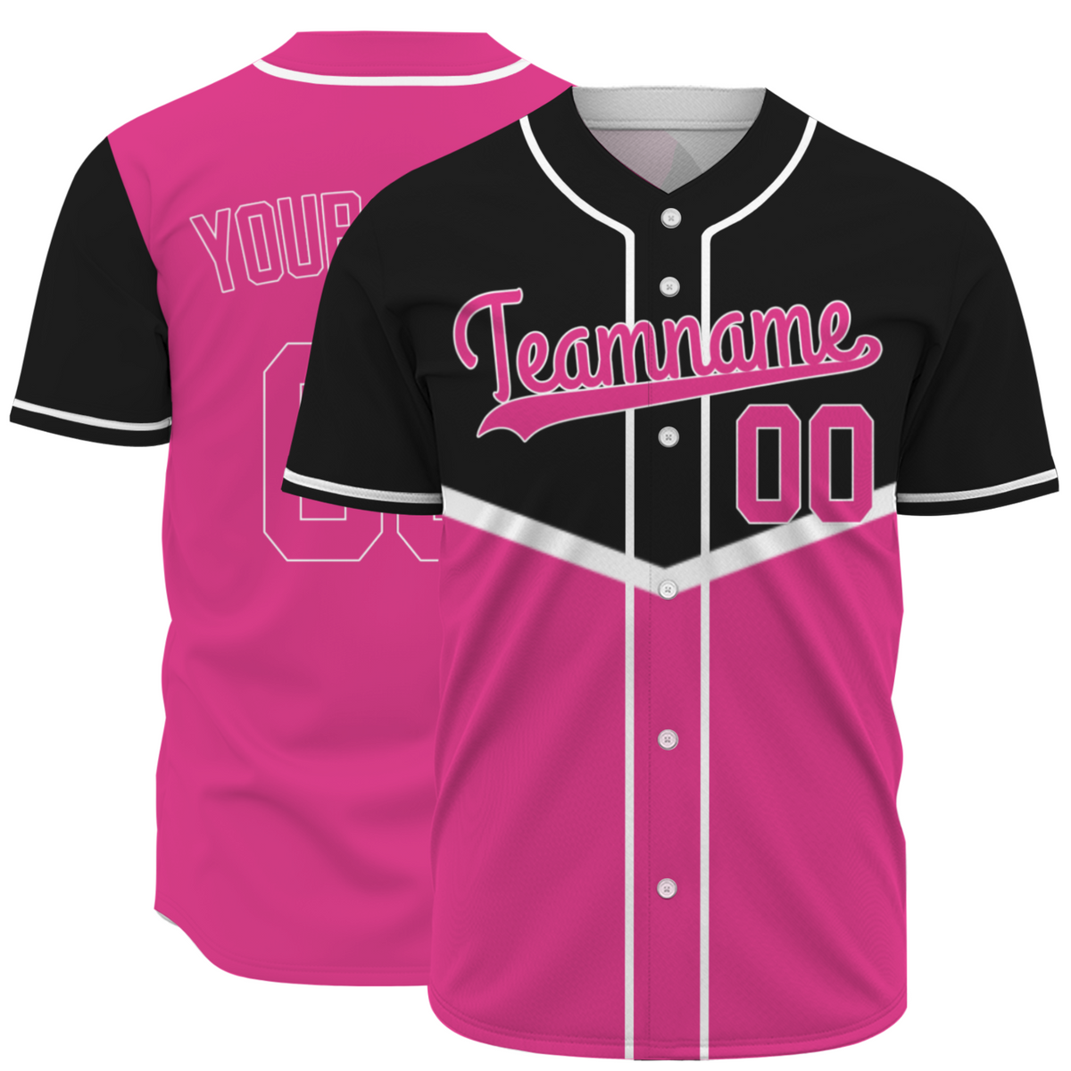 Custom Black Pink-White  Authentic Tow Tone Baseball Jersey