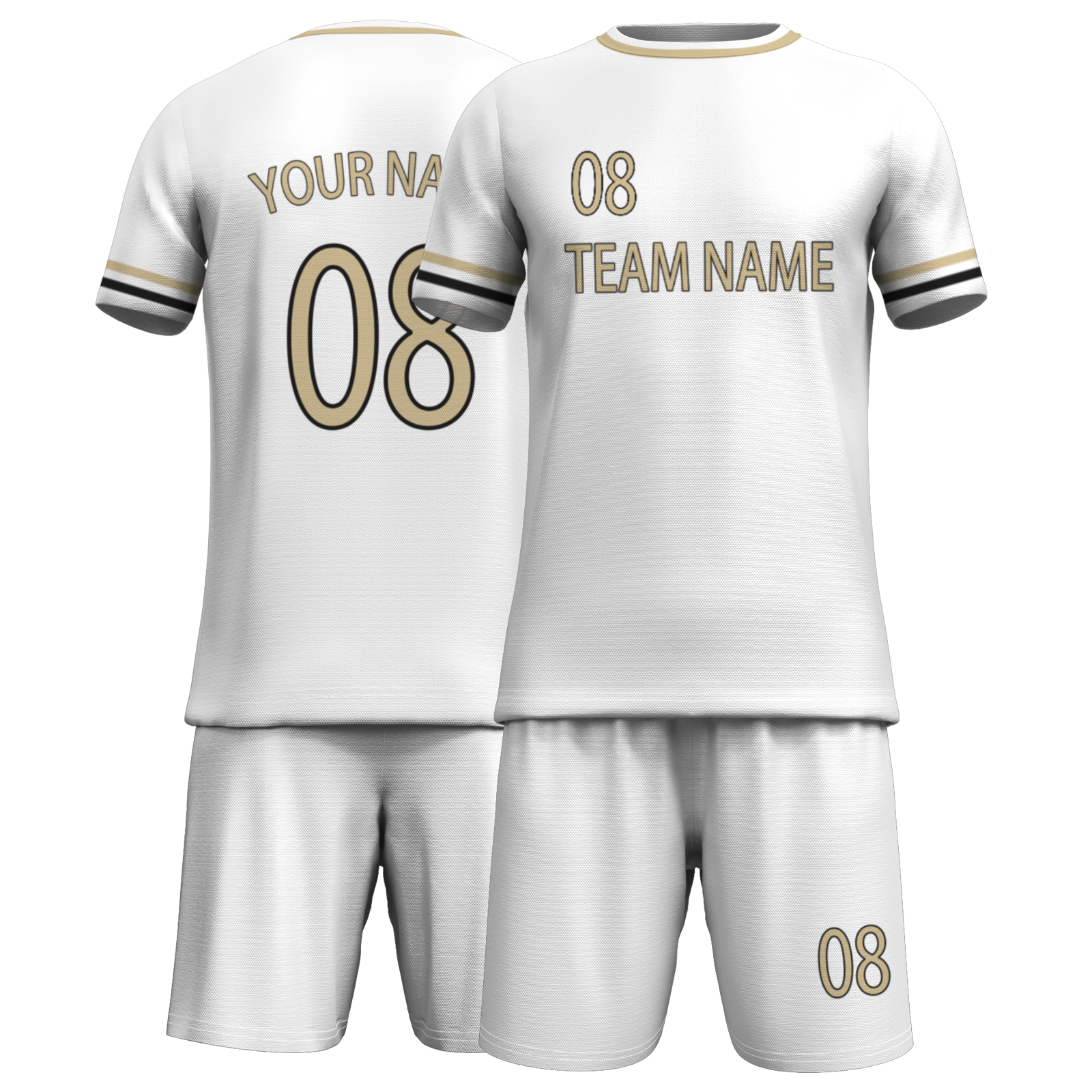 Custom White Black-White Sublimation Soccer Uniform Jersey