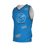 Custom Blue Chinese Painting Horse V-Neck Basketball Jersey