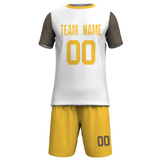 Custom White Yelow Sublimation Soccer Uniform Jersey