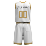 Custom White Old Gold-Black Authentic Basketball Uniform Jersey