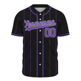 Custom Black Purple Pinstrip Purple-White Authentic Baseball Jersey