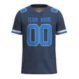 Custom  Dark Gray Blue-White Mesh Authentic Football Jersey