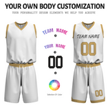 Custom White Old Gold-Black Authentic Basketball Uniform Jersey