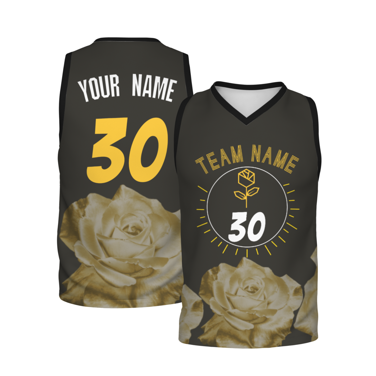 Custom Dark Gray Yellow-White Authentic V-Neck Basketball Jersey