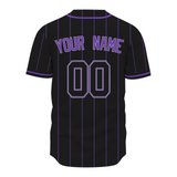 Custom Black Purple Pinstrip Purple-White Authentic Baseball Jersey