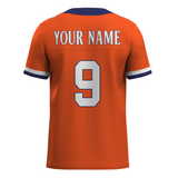 Custom  Orange White-Dark Blue Mesh Authentic Football Jersey