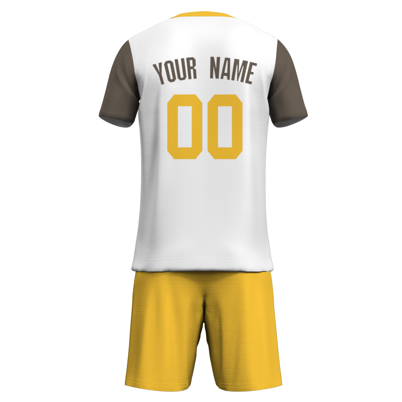 Custom White Yelow Sublimation Soccer Uniform Jersey