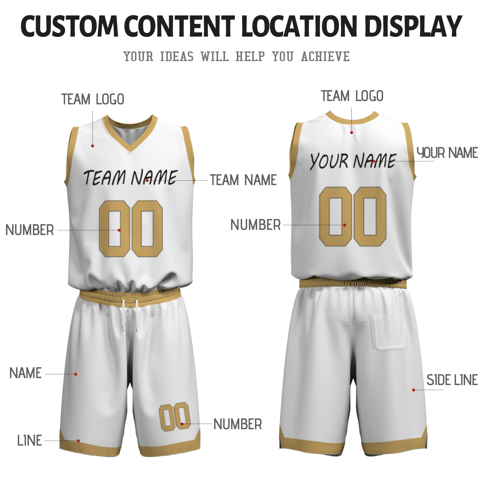 Custom White Old Gold-Black Authentic Basketball Uniform Jersey