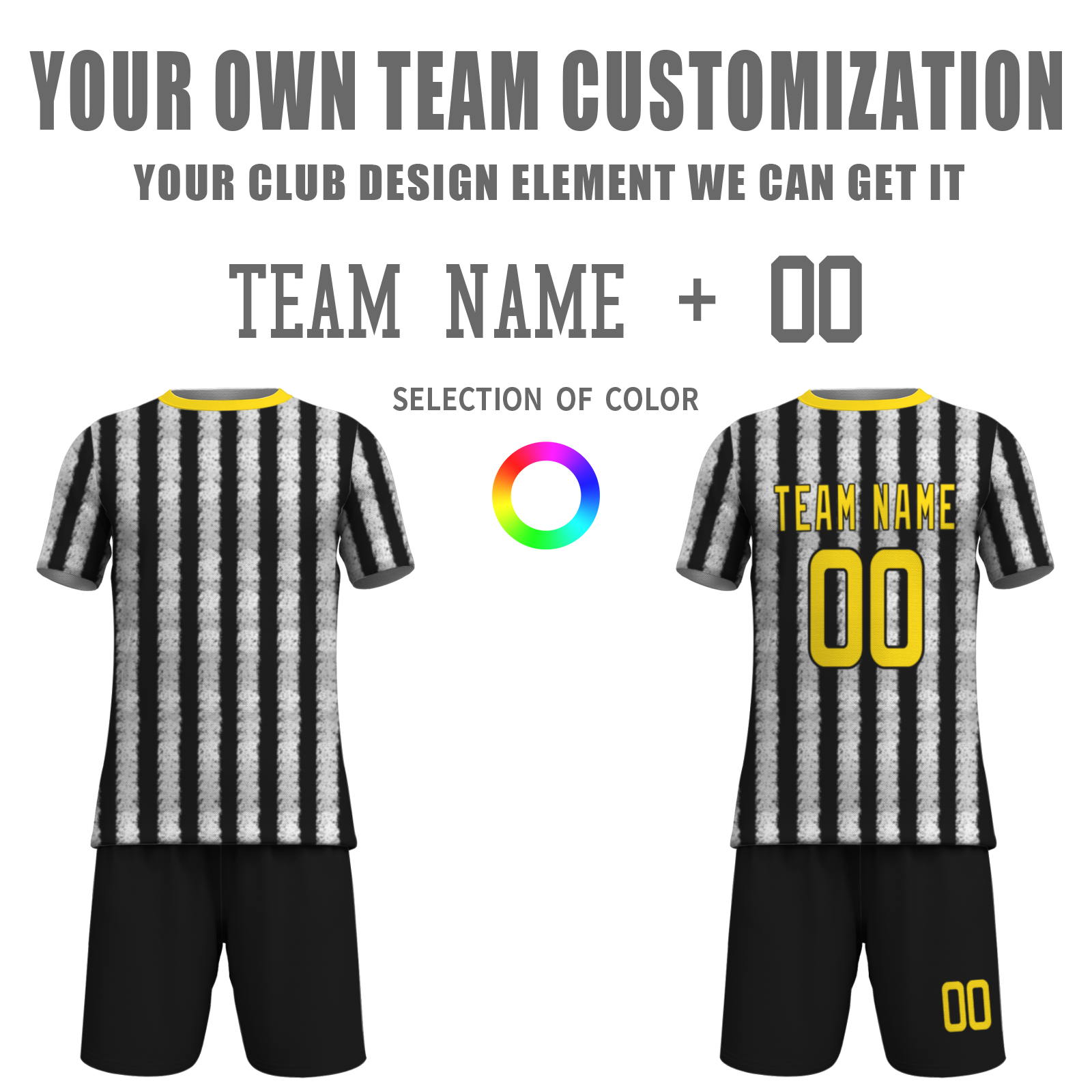 Custom White Black Sublimation Soccer Uniform Jersey