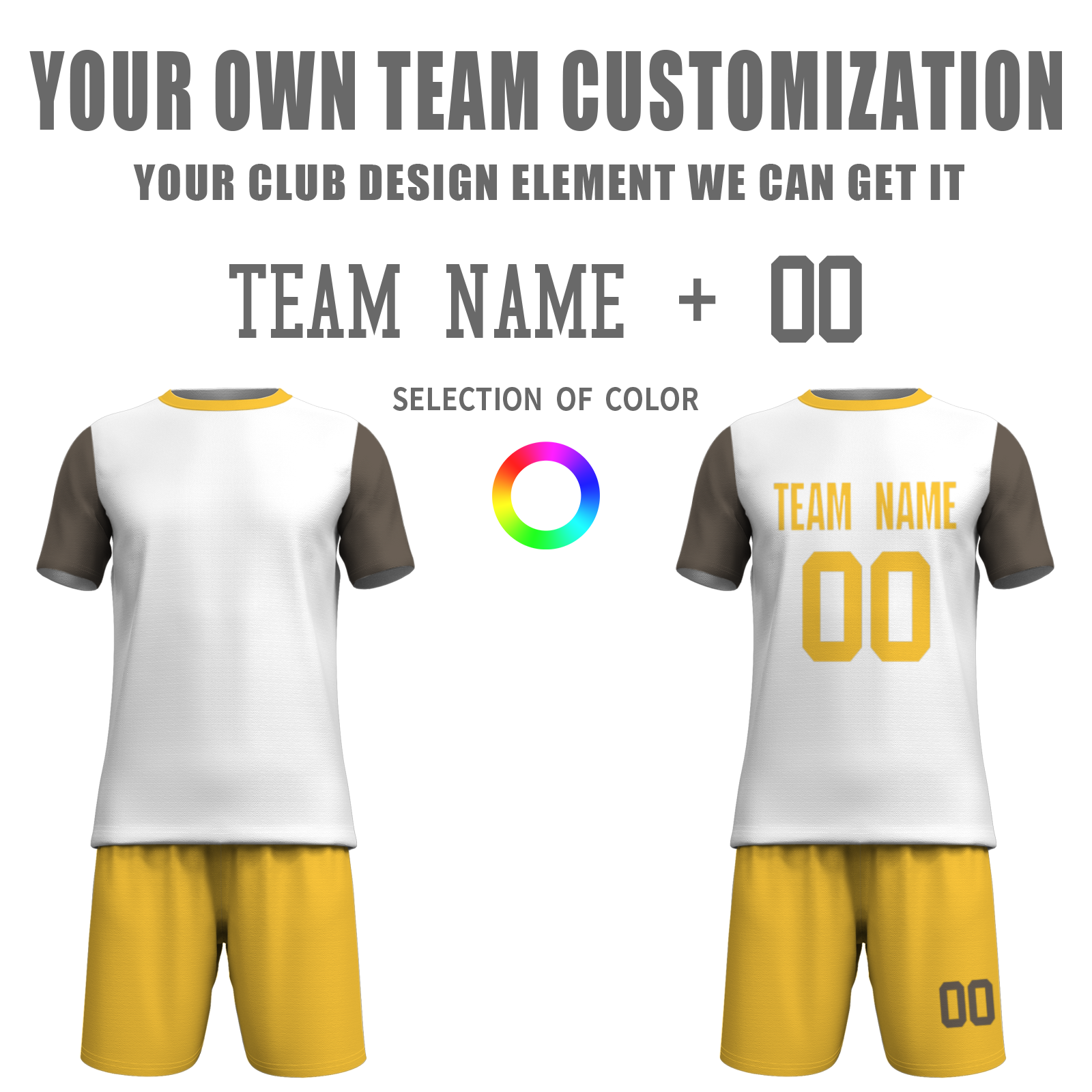 Custom White Yelow Sublimation Soccer Uniform Jersey