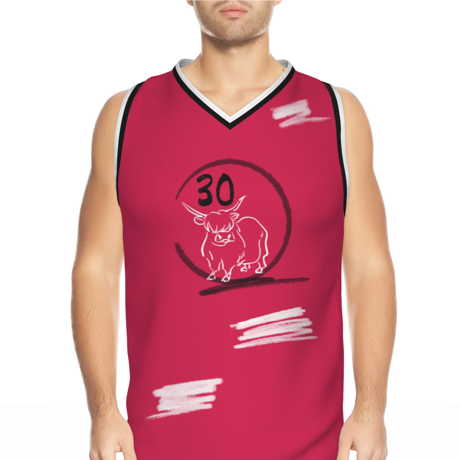 Custom Blue Chinese Painting Horse V-Neck Basketball Jersey