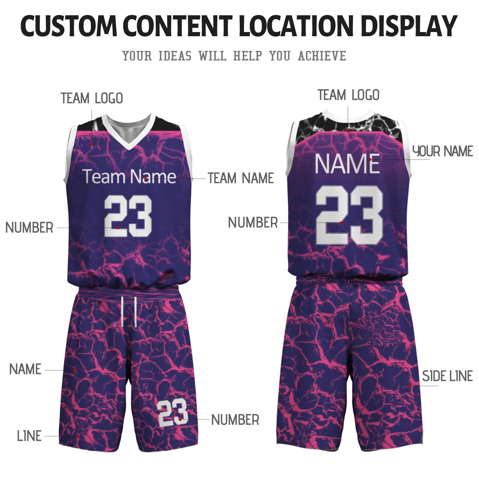 Custom Purple Camouflage White Lilac Basketball Uniform Jersey