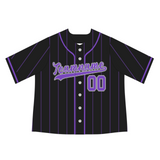 Custom Black Purple Pinstrip Purple-White Authentic Baseball Jersey