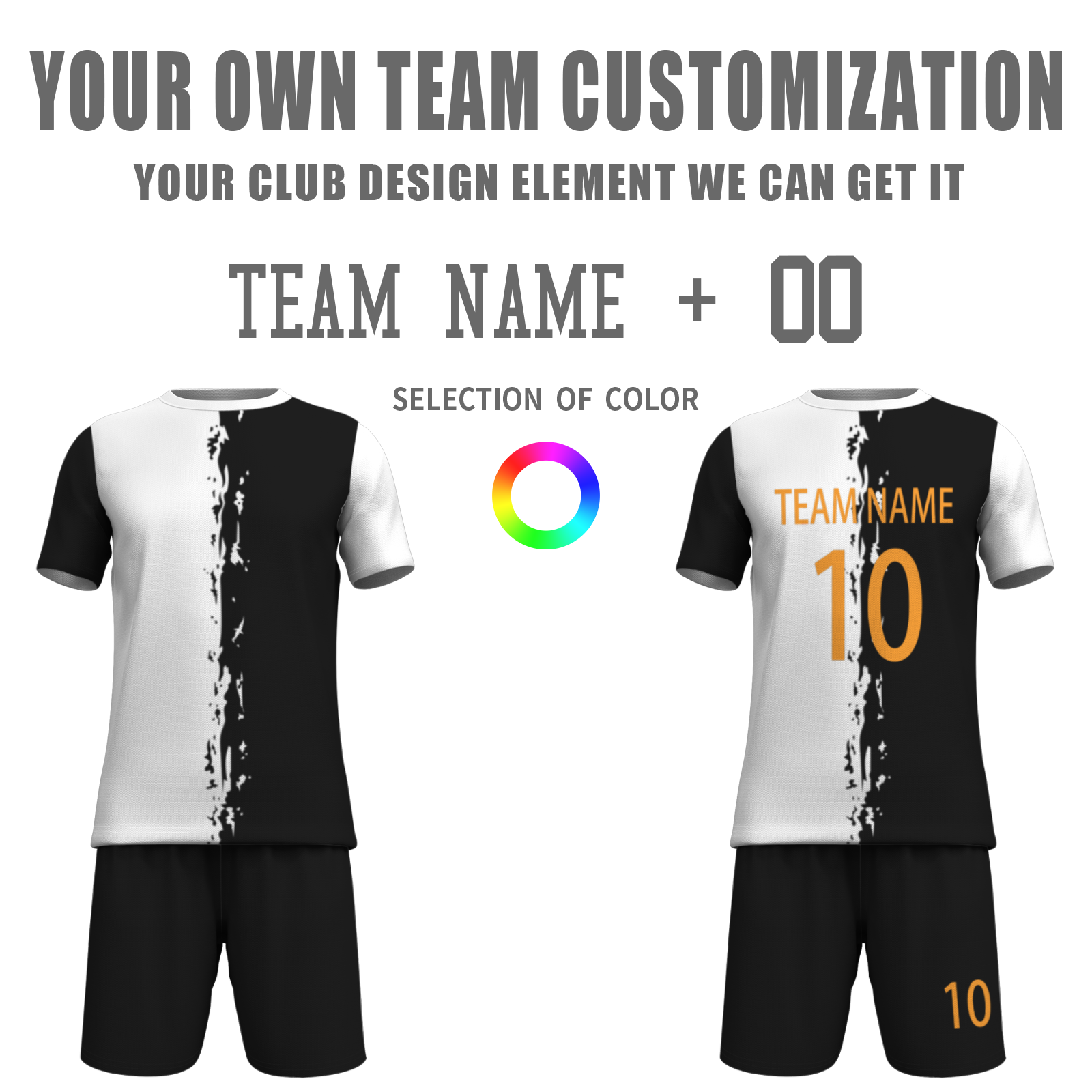 Custom White Black Sublimation Soccer Uniform Jersey