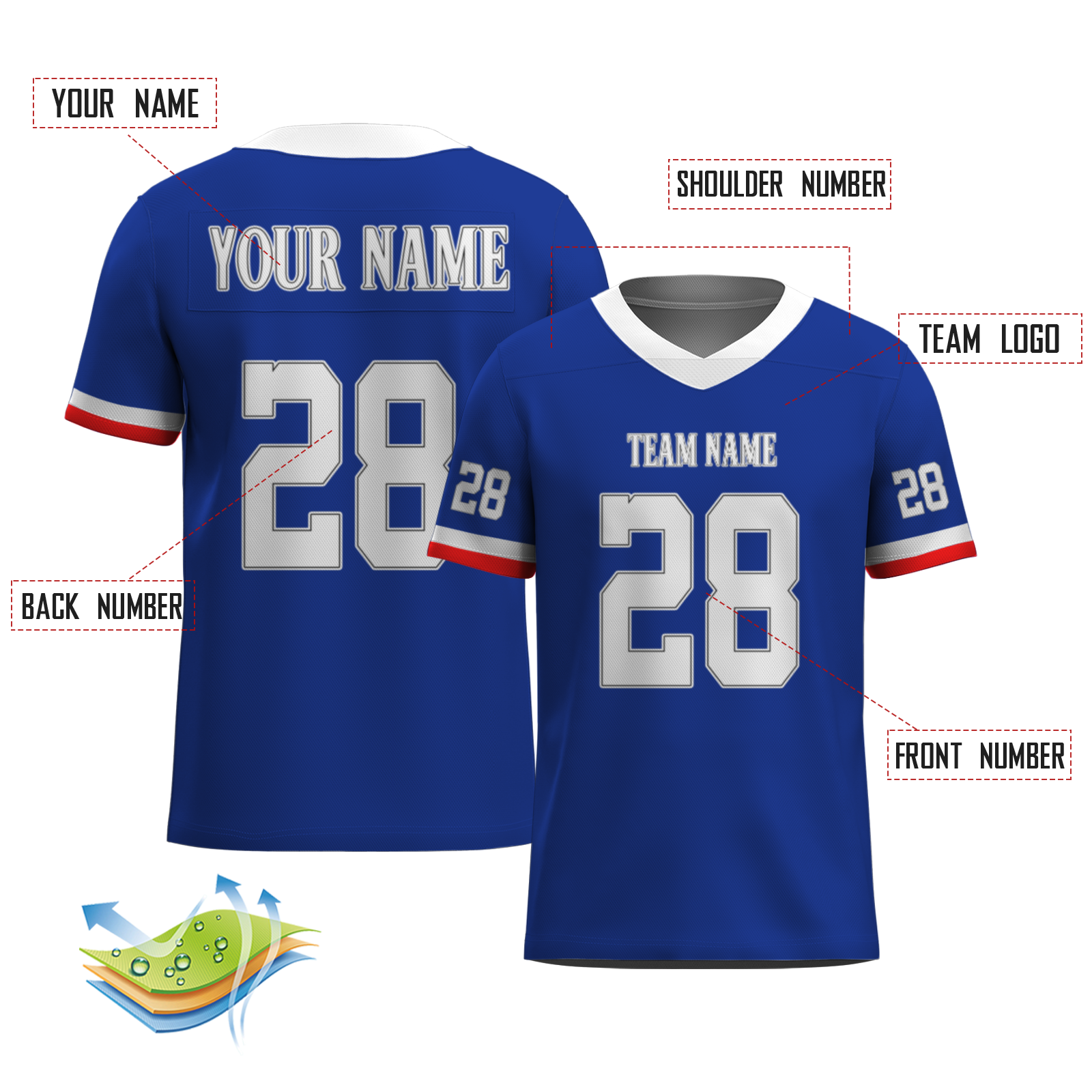 Custom  Orange White-Dark Blue Mesh Authentic Football Jersey