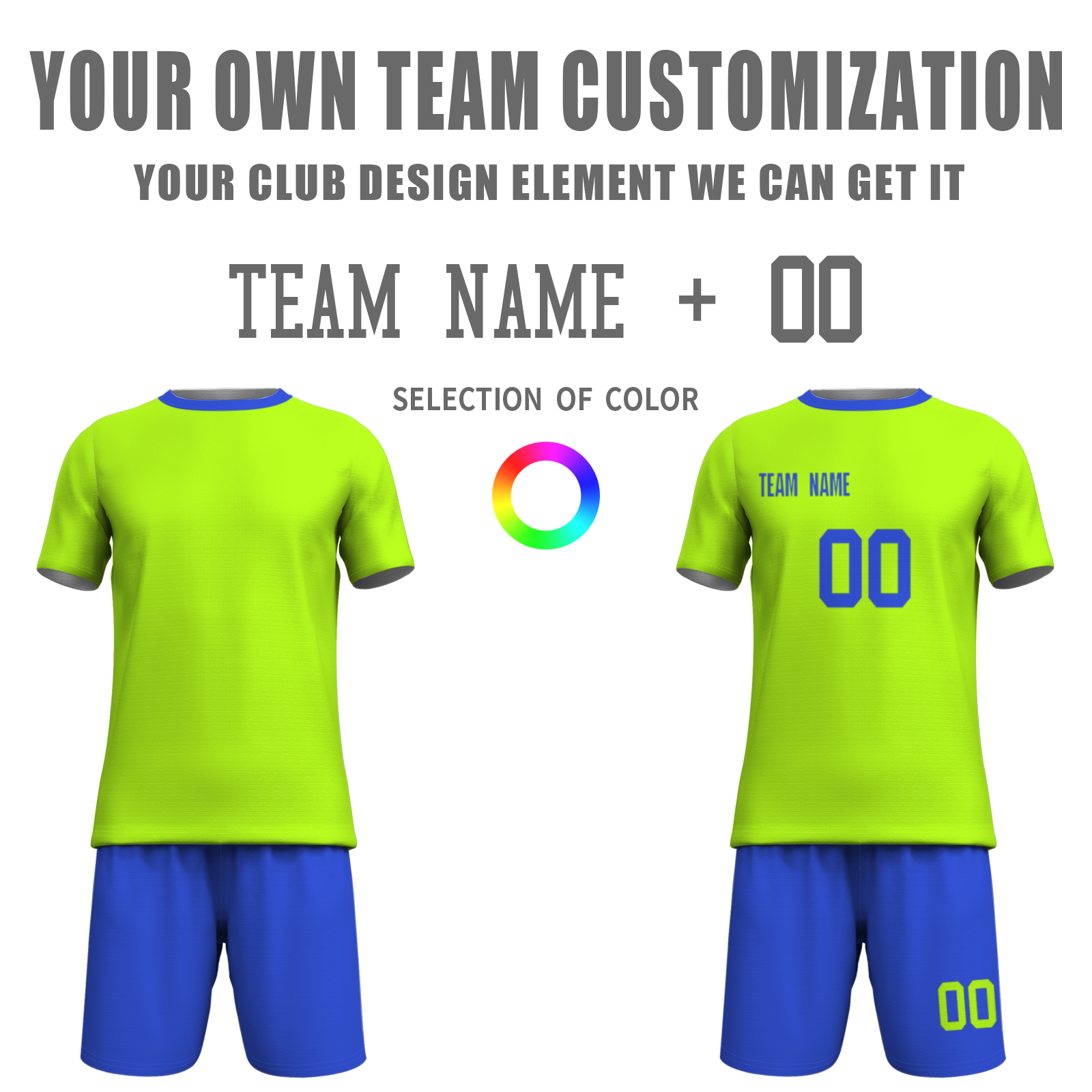 Custom  Fluorescent Green Black Sublimation Soccer Uniform Jersey