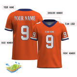 Custom  Orange White-Dark Blue Mesh Authentic Football Jersey