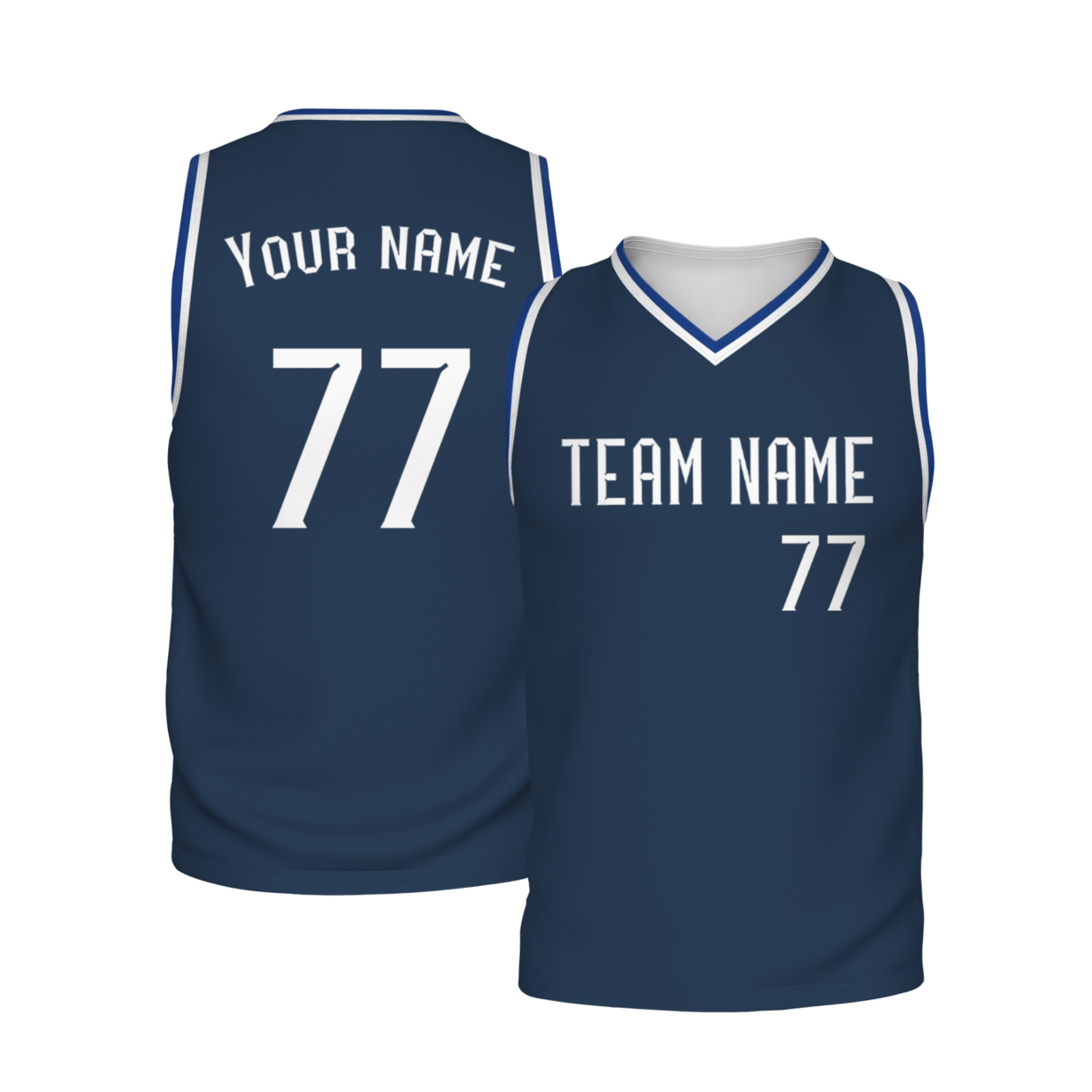 Custom White Dark Blue-Orange Authentic V-Neck Basketball Jersey