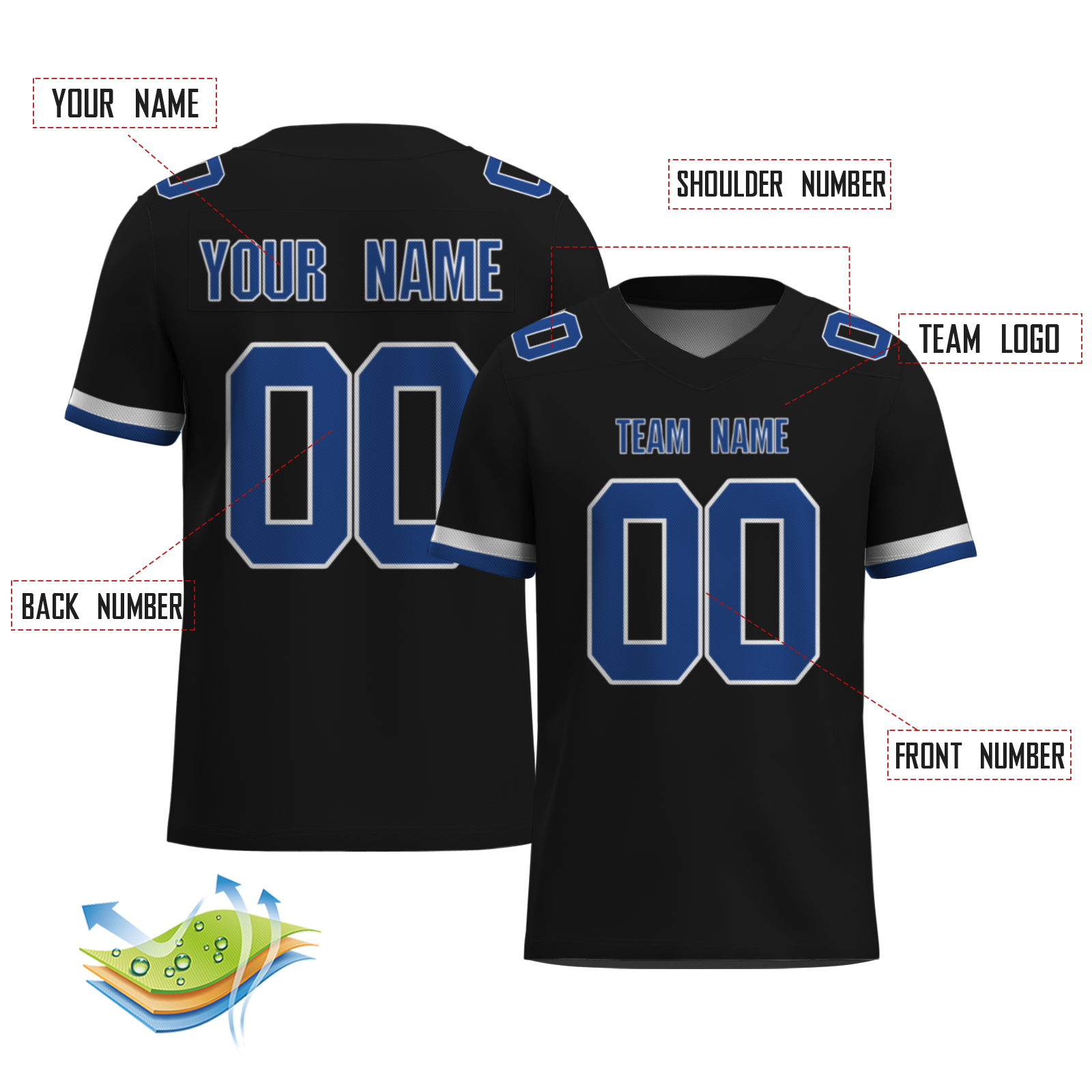 Custom  Orange White-Dark Blue Mesh Authentic Football Jersey