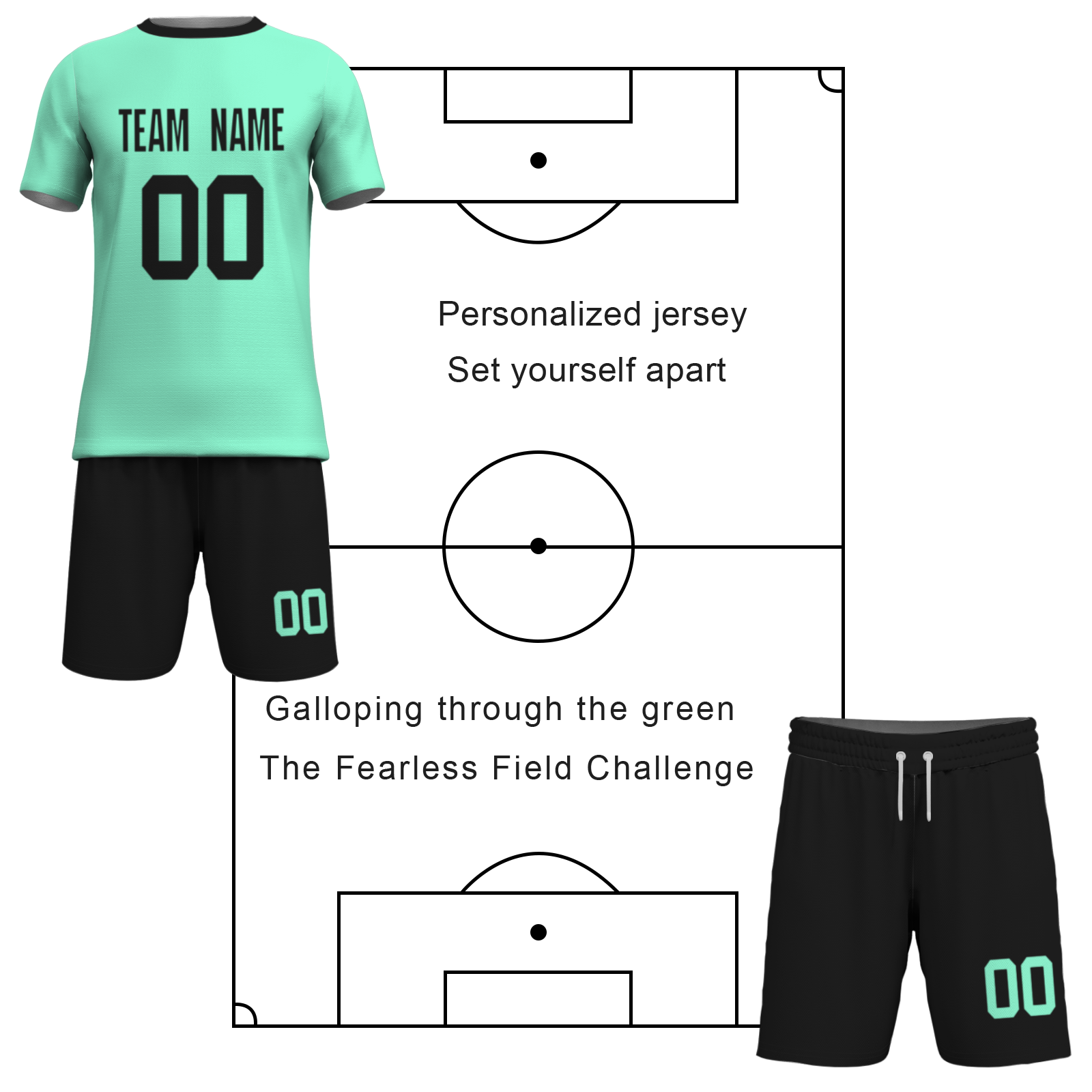 Custom  Fluorescent Green Black Sublimation Soccer Uniform Jersey