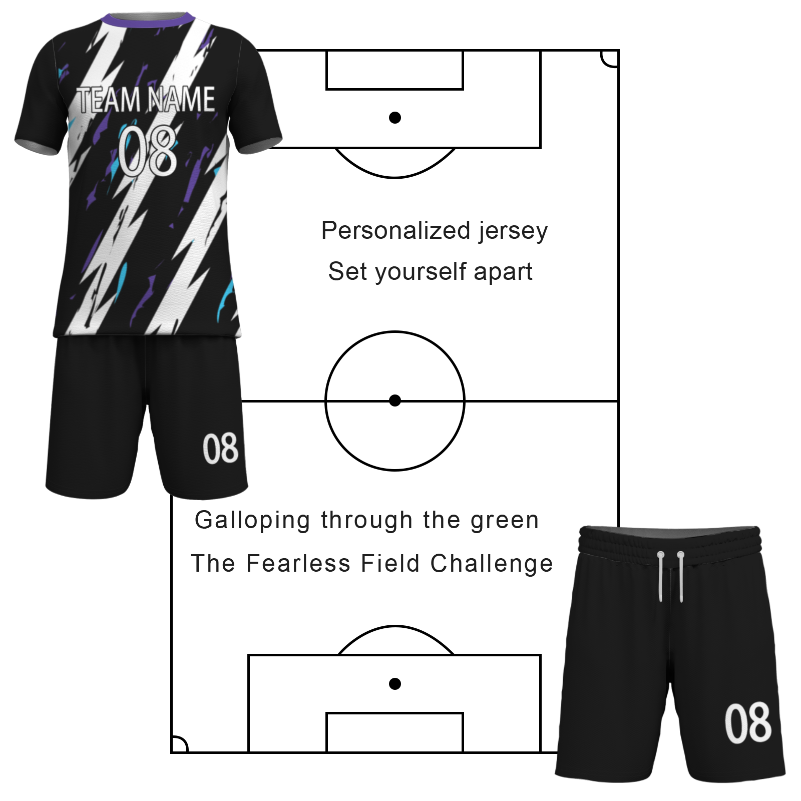 Custom White Black-White Sublimation Soccer Uniform Jersey