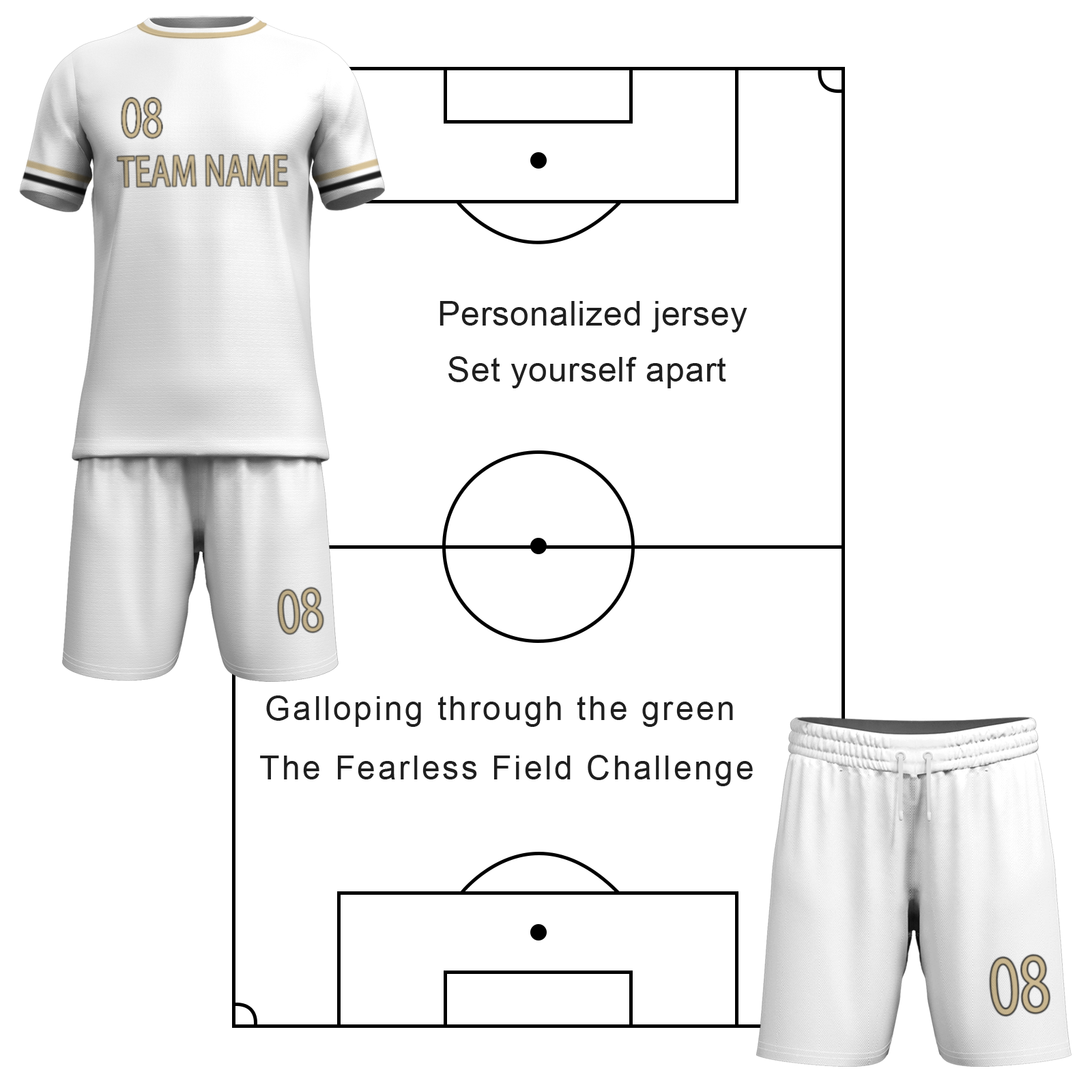 Custom White Black-White Sublimation Soccer Uniform Jersey