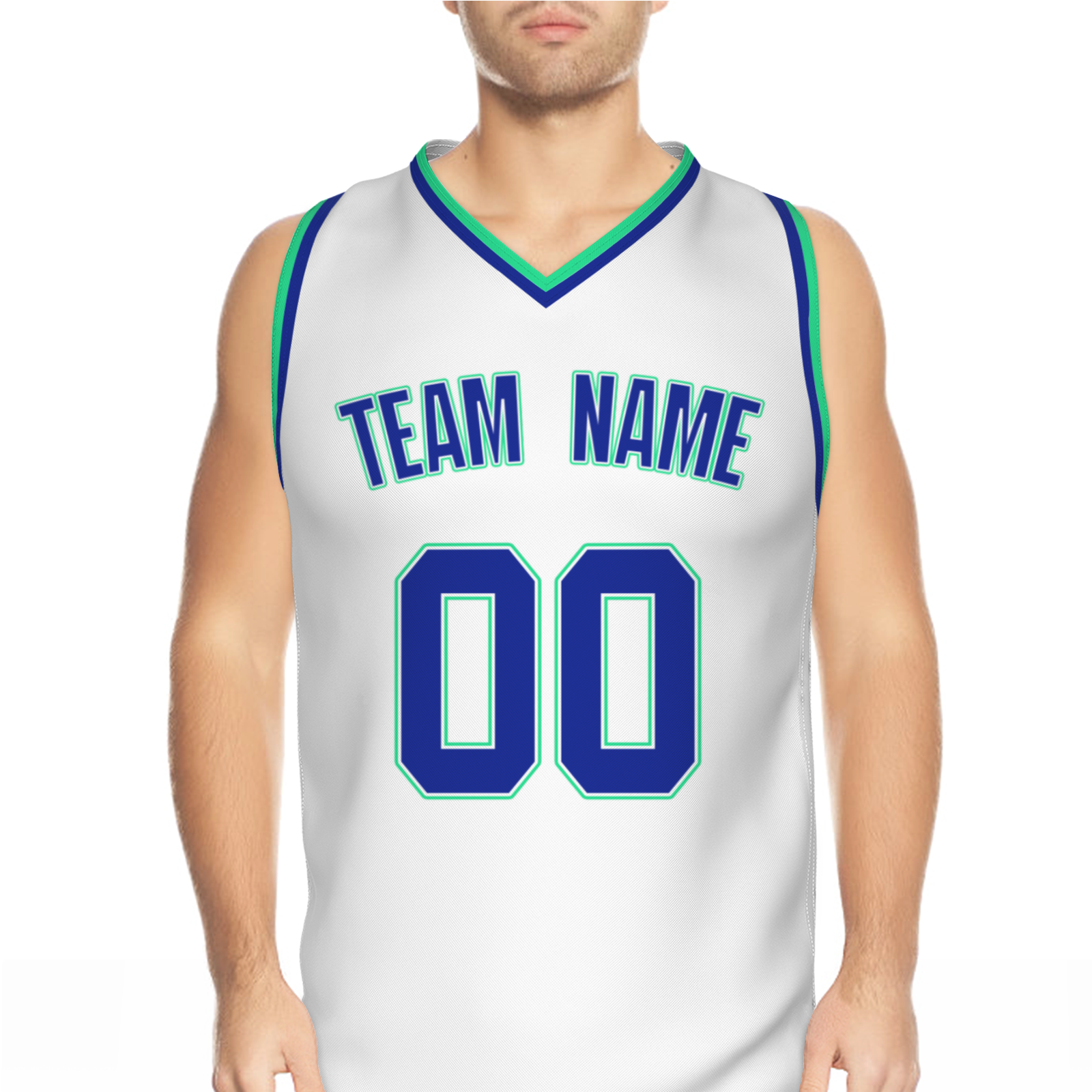 Custom White Dark Blue-Orange Authentic V-Neck Basketball Jersey