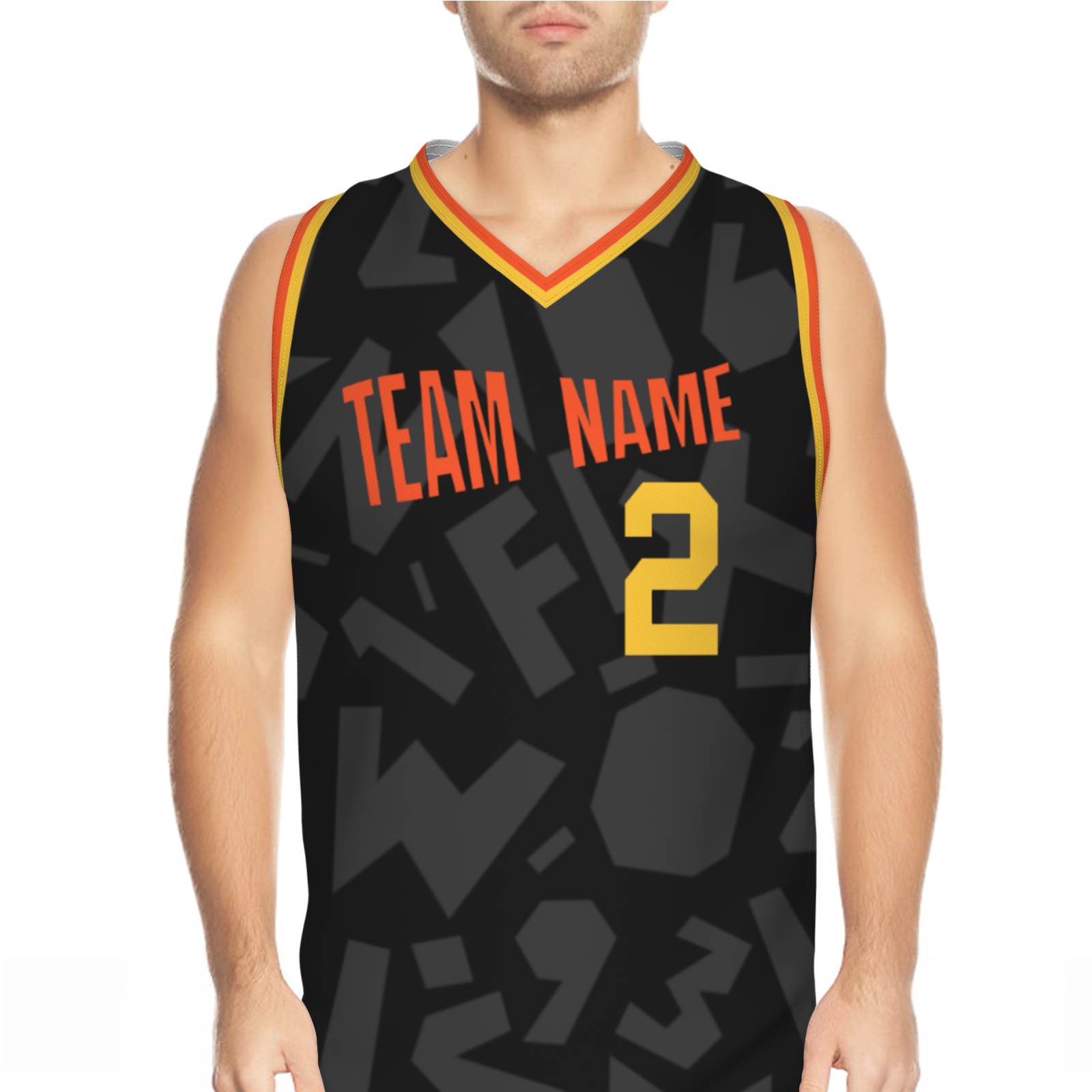 Custom White Dark Blue-Orange Authentic V-Neck Basketball Jersey